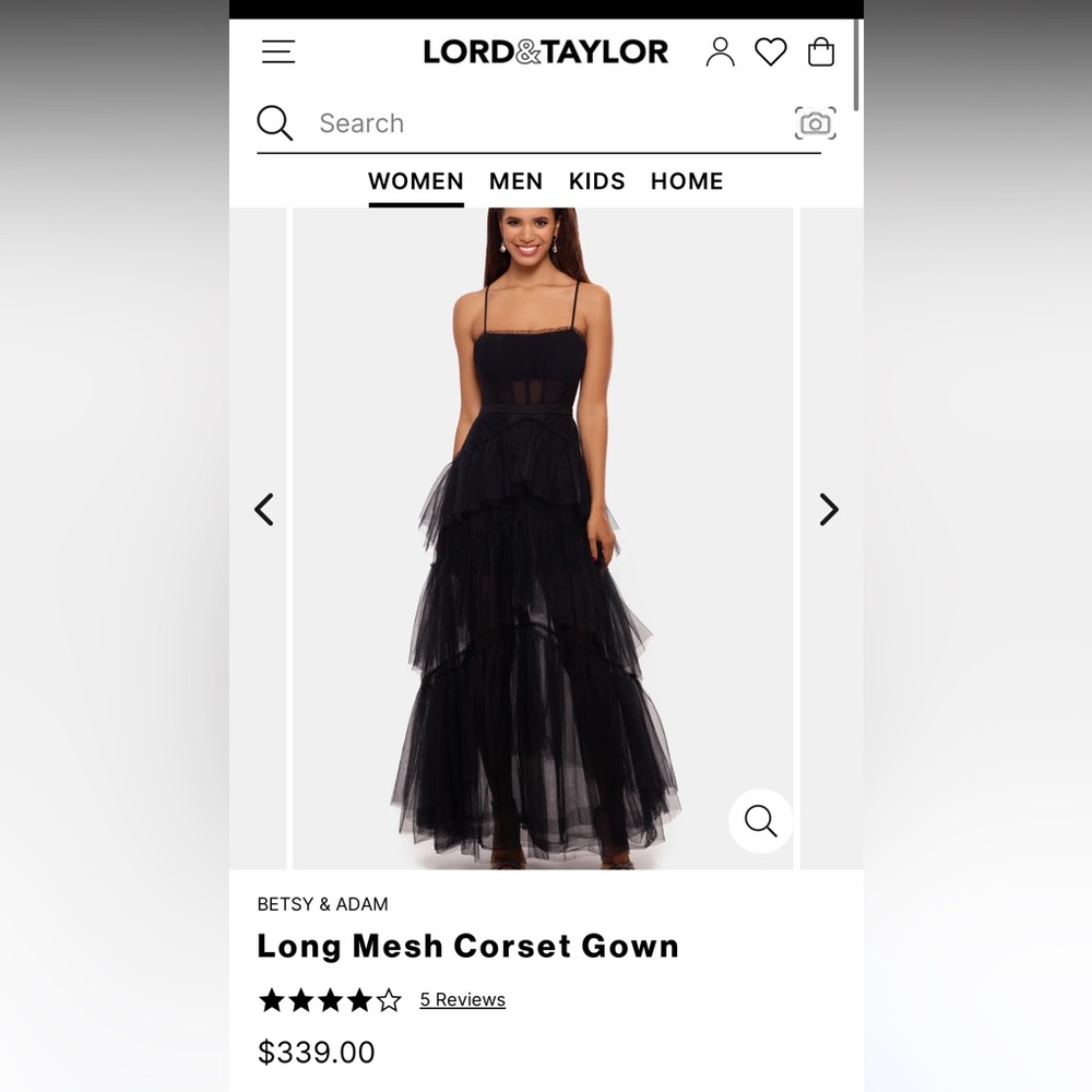 Betsy & Adam Size 8 Tulle Black Gown